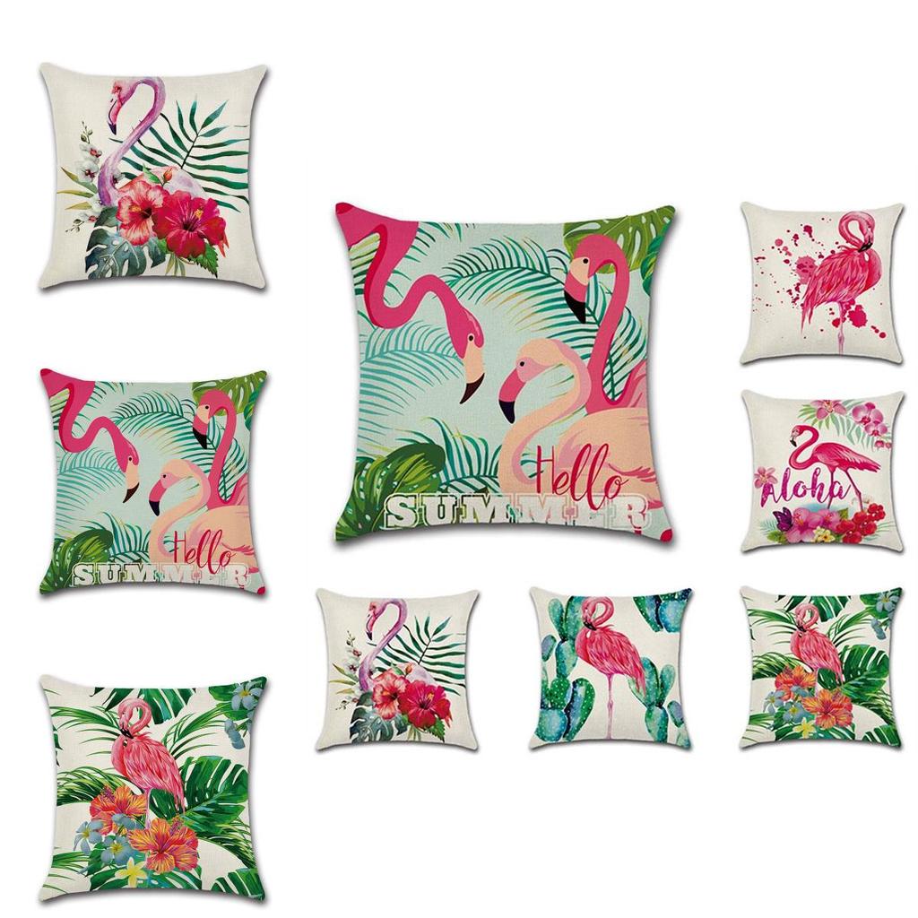 Luxurious Flamingo Tropical Monstera Cotton Linen Cushion Cover For Chic Living Spaces