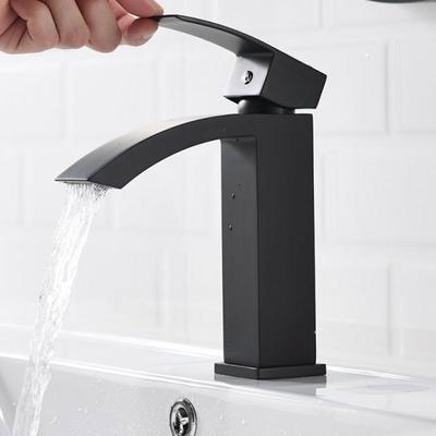 Hotaan Matte Black Basin Faucet Water Tap Bathroom Faucet Solid White Brass Cold & Hot Water Single Handle Water Sink Tap Mixer