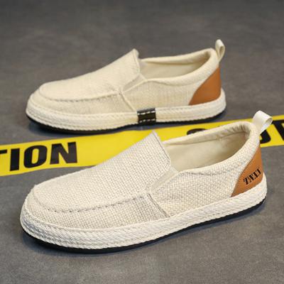 2024 Summer New Breathable and Anti Slip Outdoor Sports Linen Material Lightweight and Durable Men's Solid Color Walking Fisherman Casual Cloth Shoes