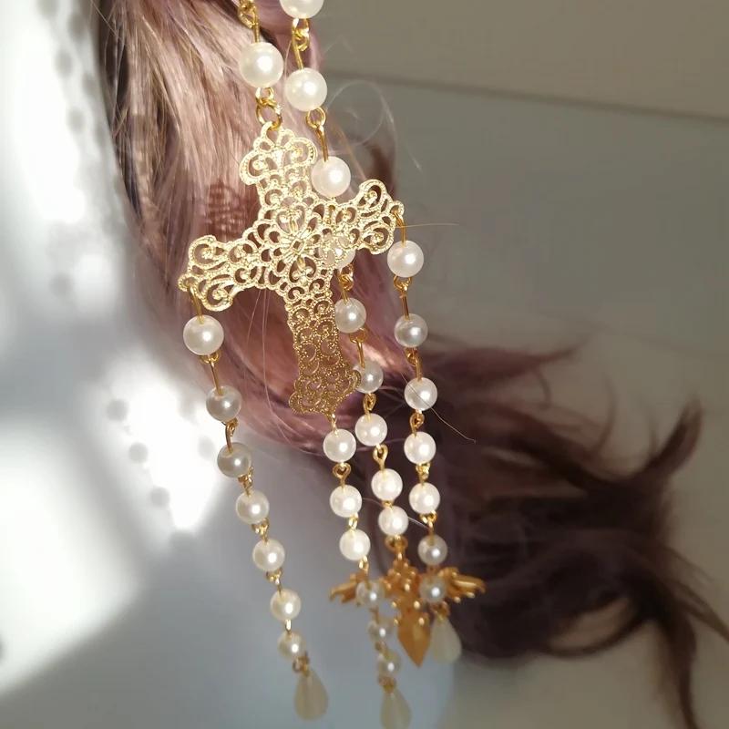 Halo Headpiece Goddess Mary Angels Gold Crown Beading Headband Lolita Hair Hoop Gorgeous Christmas Halloween Wedding Headdress