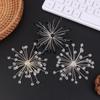 1Pair Handmade Beaded  Glass Snowflake Earrings Wedding Dress Exaggerated Ear Studs Bridal Jewelry Fashionable Jewelry