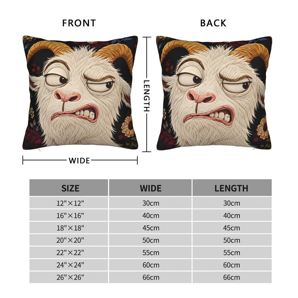 Screaming Goat  Pillow Case  Square Pillow Cover Funny Pillowcases For Sofa Couch Bed Living Room