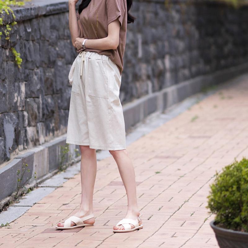 Pantaloni Scurți Femei Vară Ușori cu Talie Înaltă cu Picior Larg Casual Lungime Medie Picior Drept Mărimi Mari Talie Elastică Pantaloni Treisfert pentru Femei