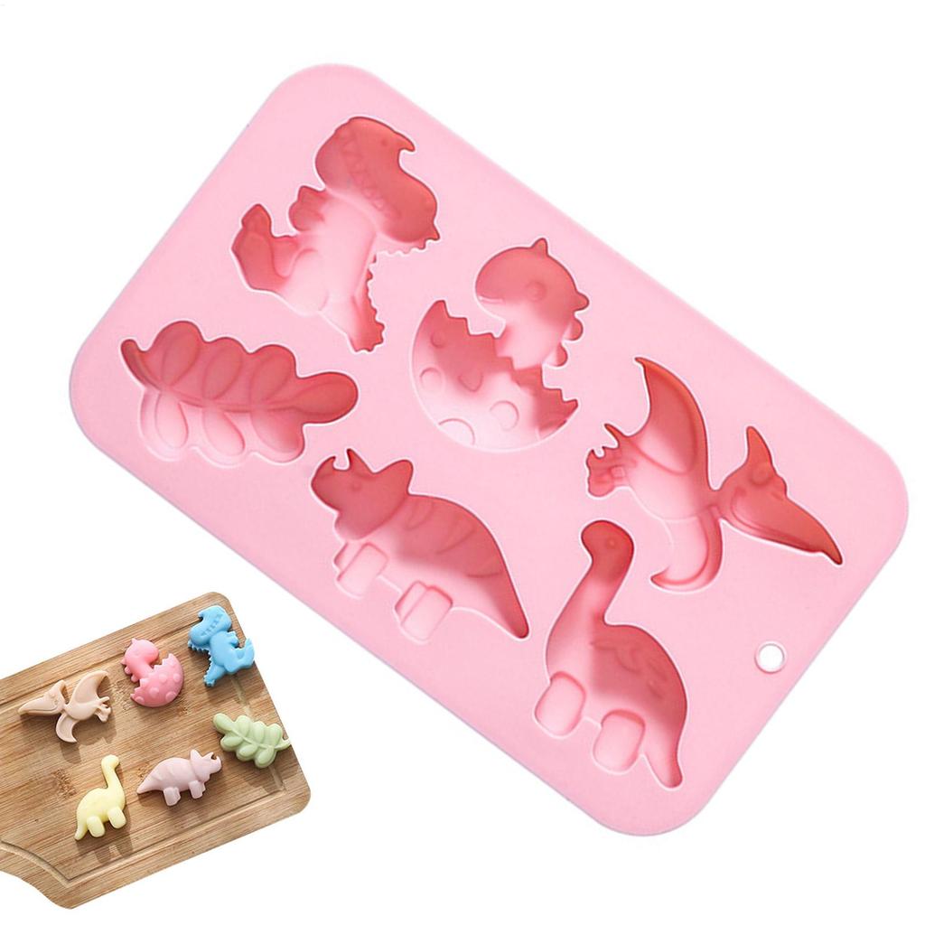 Moule Silicone Dinosaure 6 Cavités Fondant Gâteau Chocolat Savon Bonbon Biscuit Gelée Décoration Gâteau Accessoires