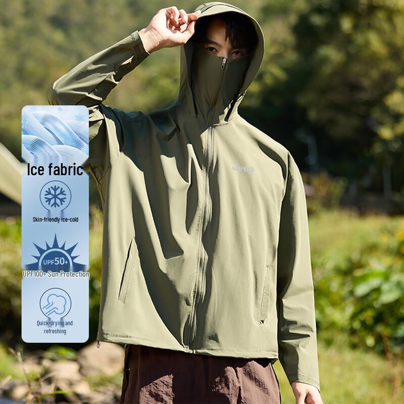 JEEP Men s Hooded Lightweight Sun Protection Jacket M