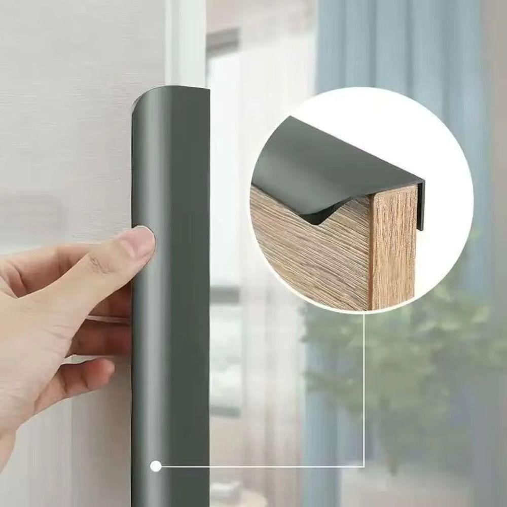 Aluminum Zinc Zinc Alloy Nvisible Cabinet Handles Morandi Color Embedded Wardrobe Handles  Drawer Handle