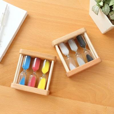 Creative 1/3/5 Minute Wooden Sand Triad Combination Glass Hourglass Timer Clock Room Home Decor Gift for Childern Simple Style