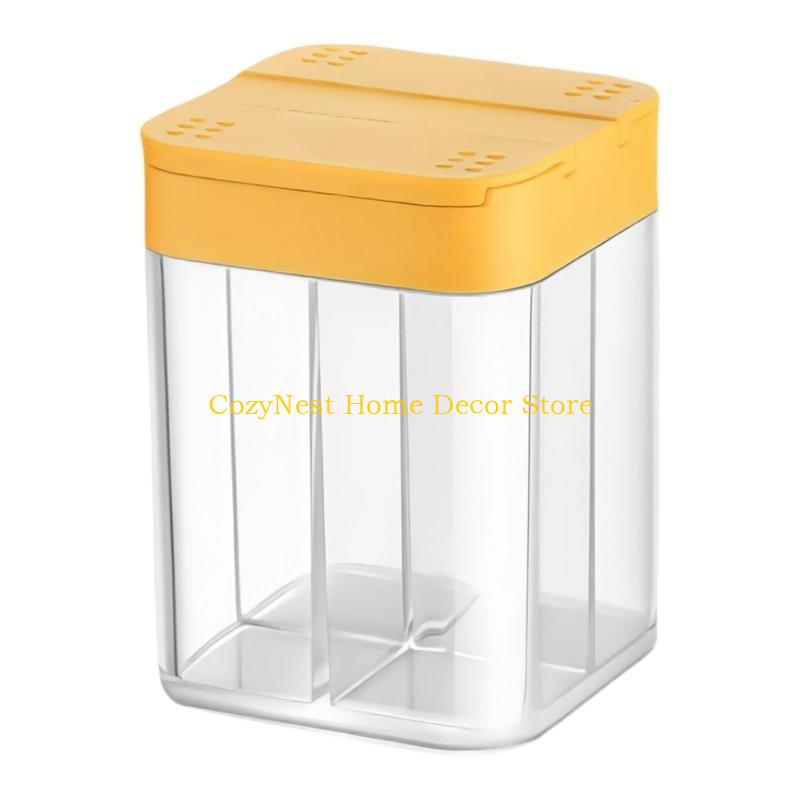 92MF Space Efficient Seasoning Container Transparent Sliding Compartments Spices Jar жёлтый
