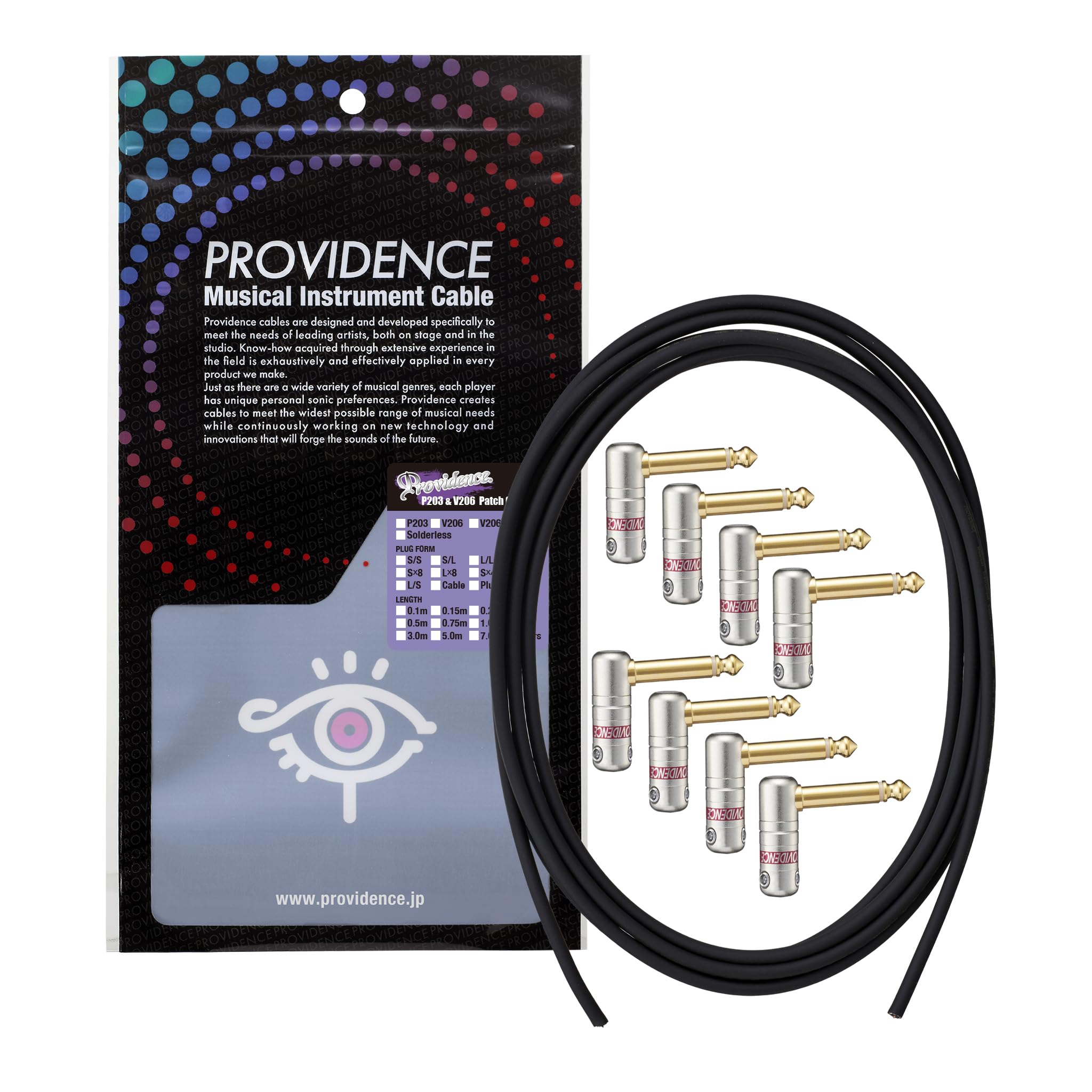 

Providence Patch Cable V206 Solderless Cable 2m + L Plug x 8 (Cable + Plug Set)