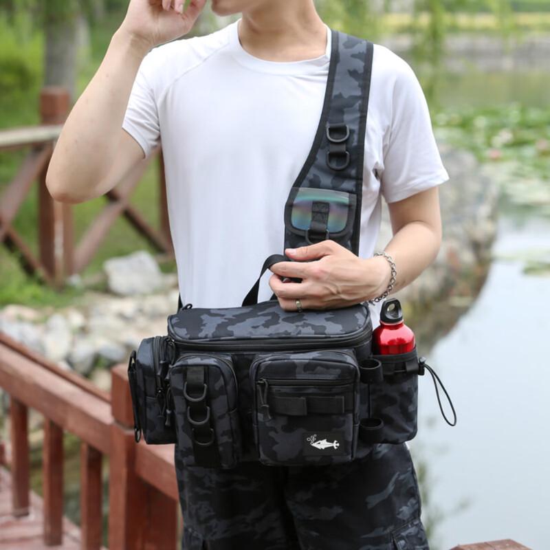 MDNG Fishing Lure Shoulder Crossbody Bag with Rod Holder