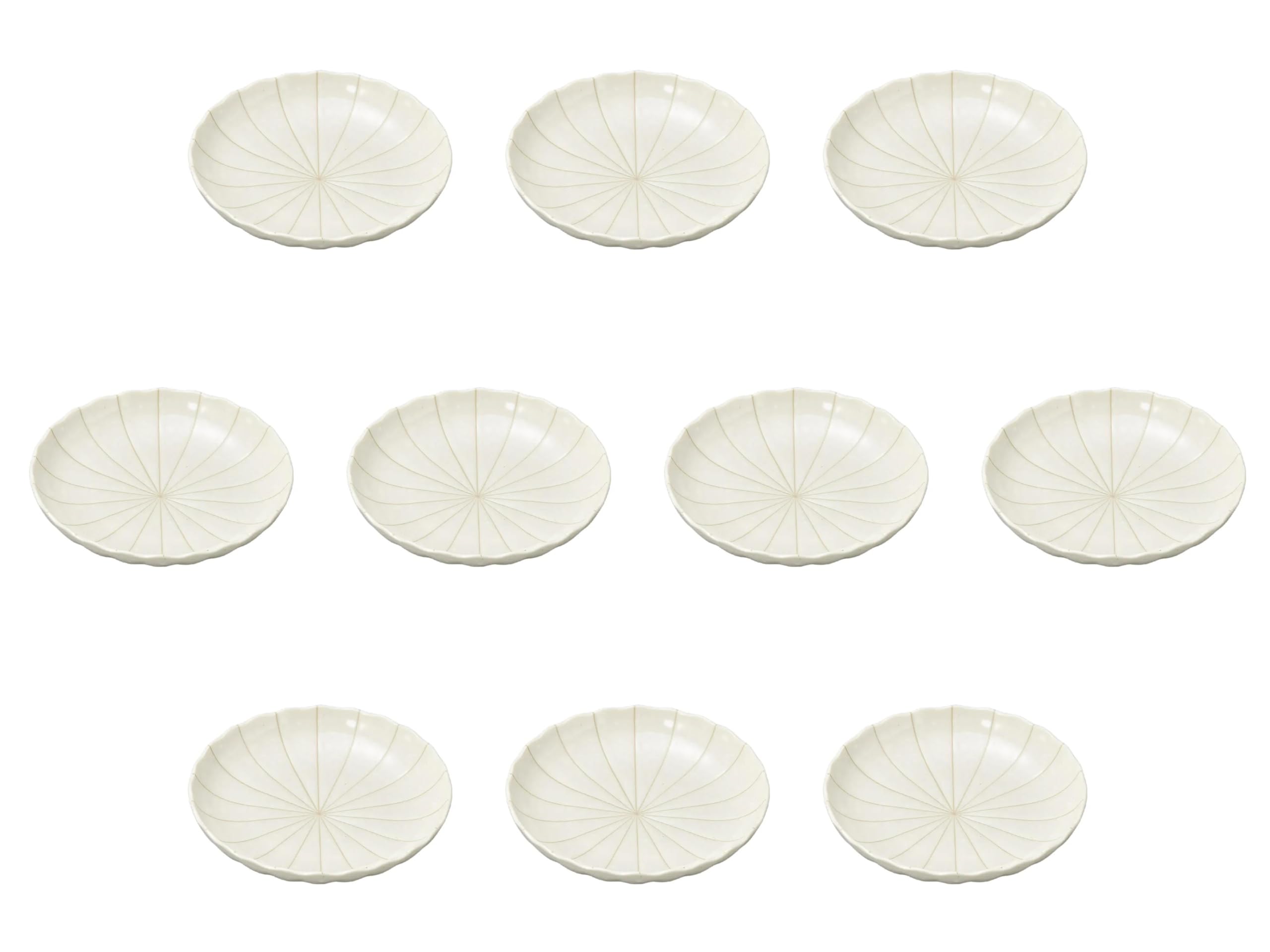 

Set of 10 White Matte Tokusa Plates x Medium Plates Setomonohonpo 5.0 [16.3 3.5 cm]