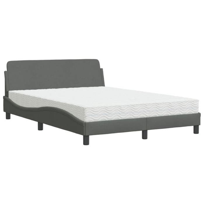 VidaXL Lit avec matelas gris foncé 120x200 cm tissu 3208365