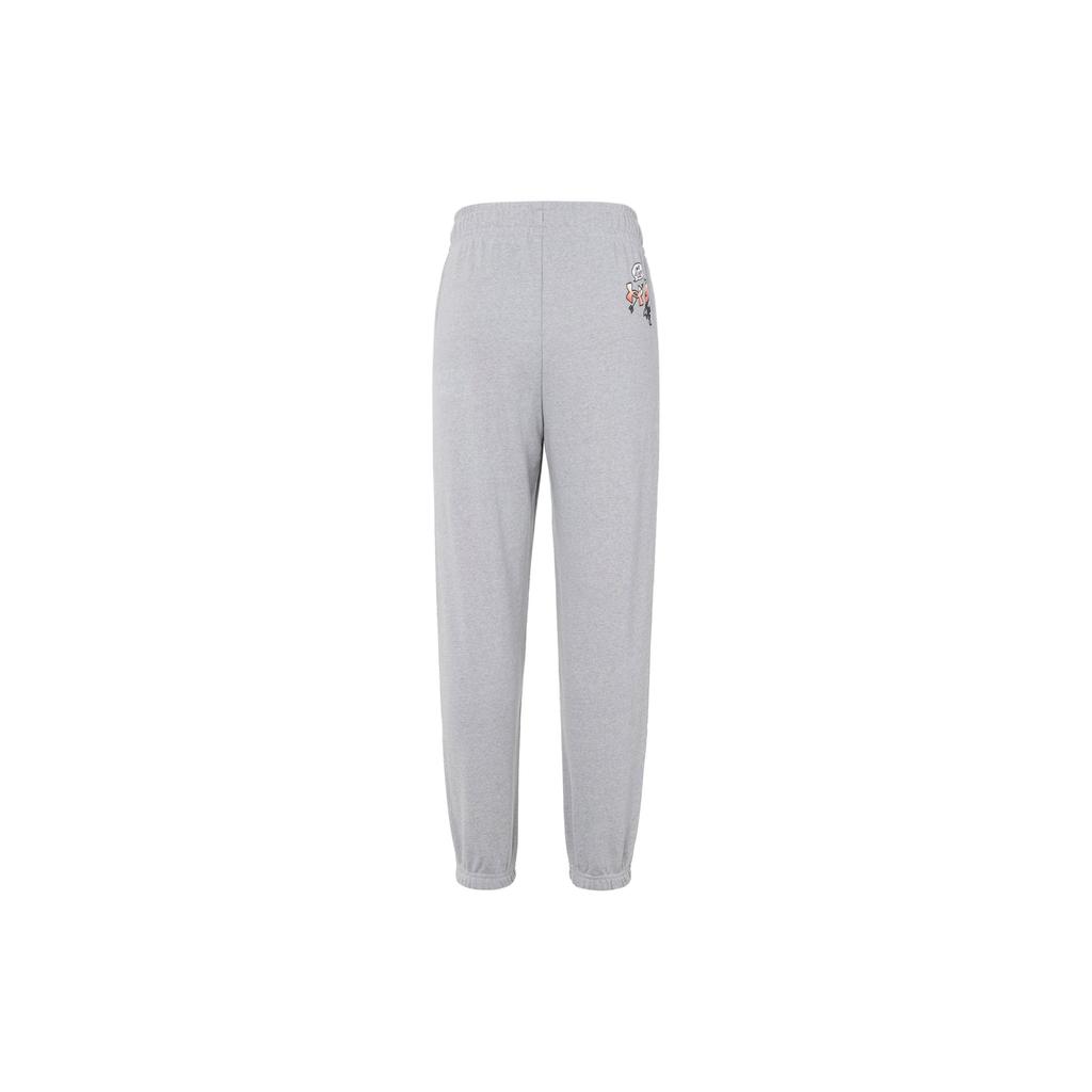 Under Armour Cartoon Letter Print Lace-Up High Weight Cotton Knit Training Pants Women Pants Gray 1379831-011