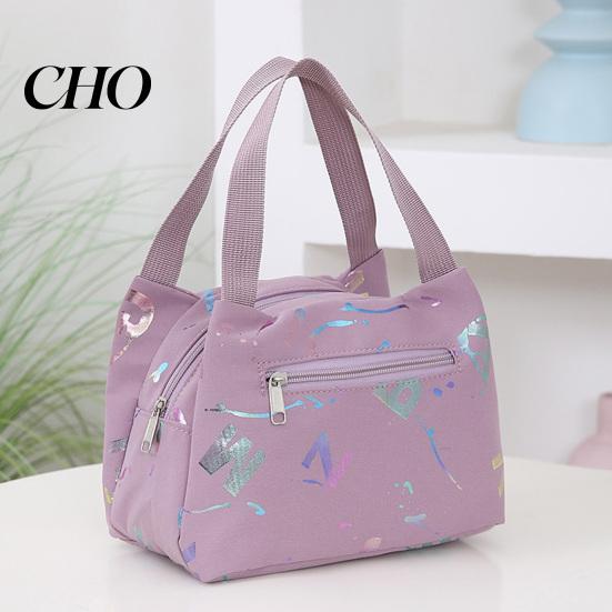 High-density Fabric Lunch Bag Letter Print Waterproof Tote Reusable Lightweight Carrier Box for Women Men Commuting Camping Picnic Portable