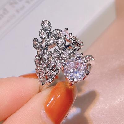 Anel Simples de Moda Personalidade Cheio de Diamantes Temperamento Luxuoso Versátil Anel de Dedo Indicador