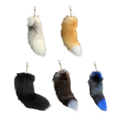 Extra Langer Faux-Schlüsselanhänger-Schmuck Tierischer Schwanz-Schlüsselanhänger Plüschtier-Schwanz-Anhänger für Taschen Geldbörsen Schlüssel