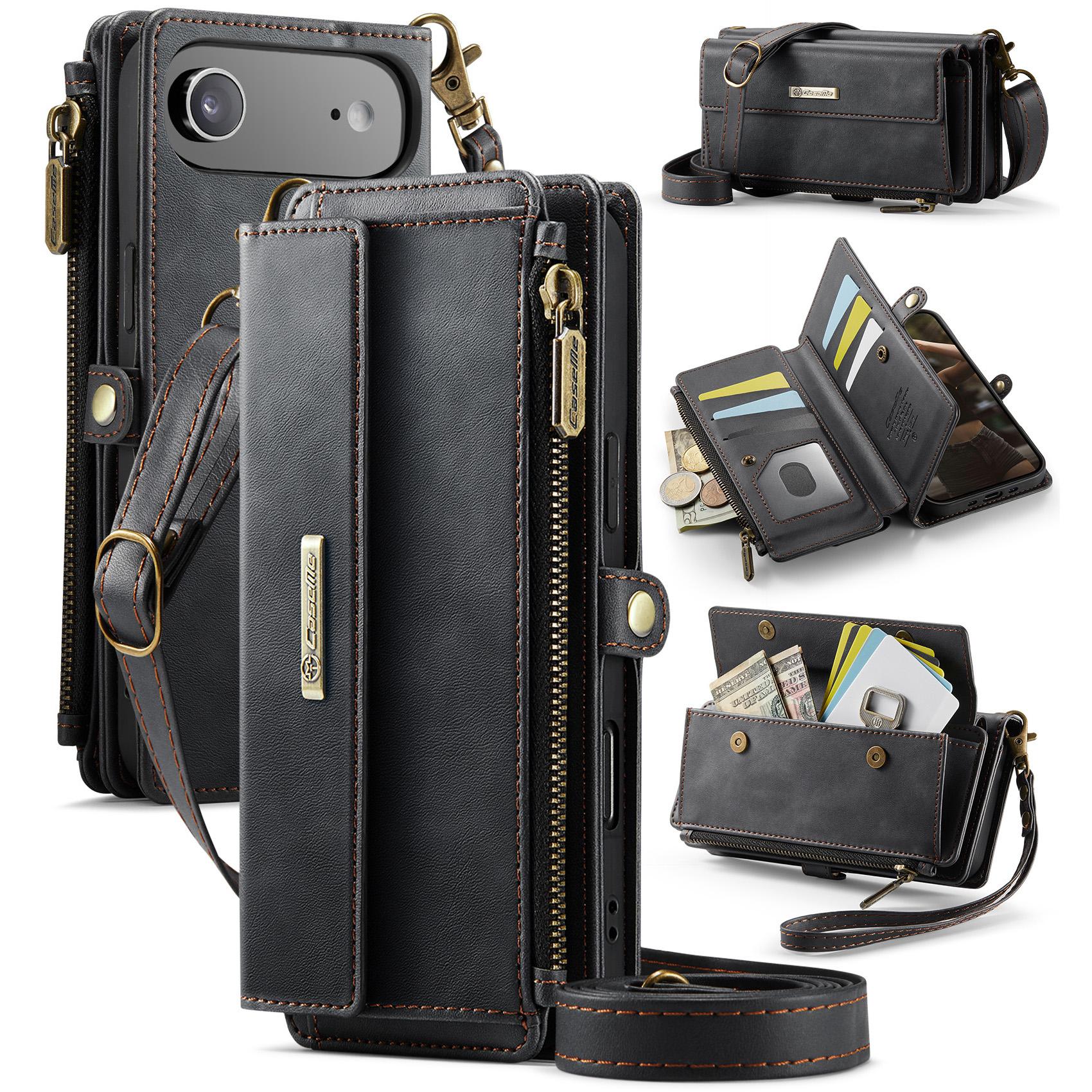 Для iPhone Air Case CASEME C39 Кошелек-книжка с молнией и блокировкой RFID, подставка, кожаная обложка с ремешком B