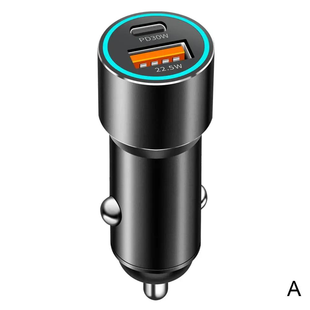 New PD30W+QC22.5W Alloy Car Charger Fast Charging For Phones Tablets Automotive Interior Accessories W3T5