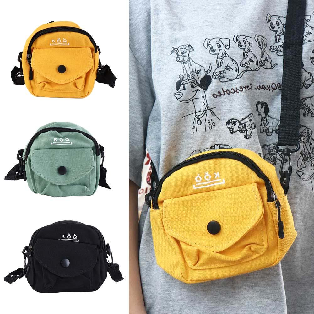 Solid Color Casual Crossbody Bag Zipper Small Messenger Bag Fashion Canvas Shoulder Bag  Student