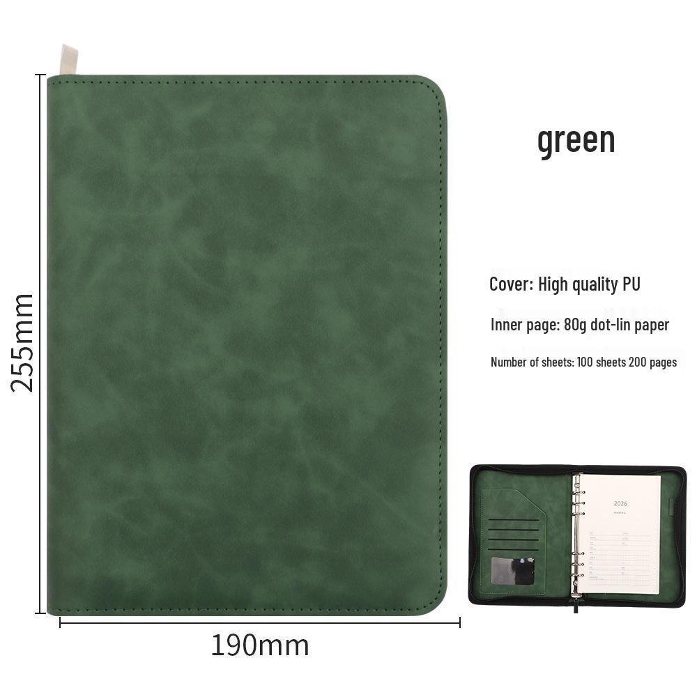 

B5 Large Loose-leaf Detachable Binder Notebook for Students зелений