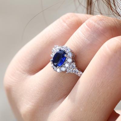 Huitan Dark Blue Series Charms Female Finger Rings Luxury Engagement Party Zircon For Bride Shiny Brillaint Cubic Zircon Ring