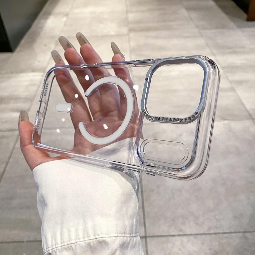 for Magsafe Glitter Diamond Acrylic Case for iPhone 17 Pro Max Air Magnetic Wireless Charging Camera Control Button Clear Cover iPhone Air