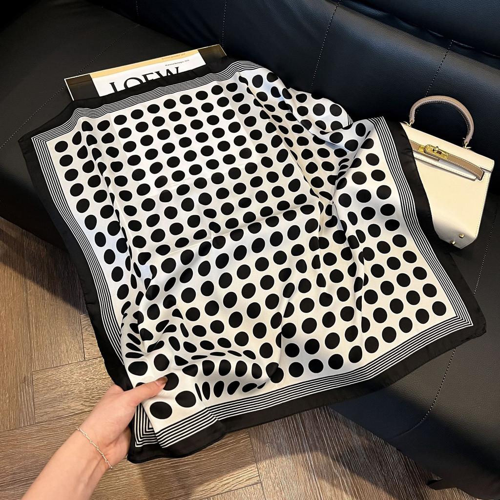 Geometric Colorblock Square Imitation Silk Scarf Women Satin Shawl Wrap Hijab Female Hair Band Luxury Headkerchief Echarpe