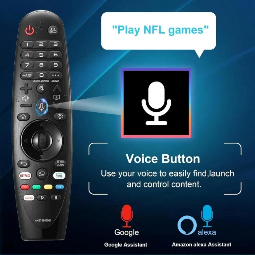 For LG Magic Remote Voice Air Mouse AN-MR20GA Replacement AKB75855501 Smart TV Control Netflix Prime Black