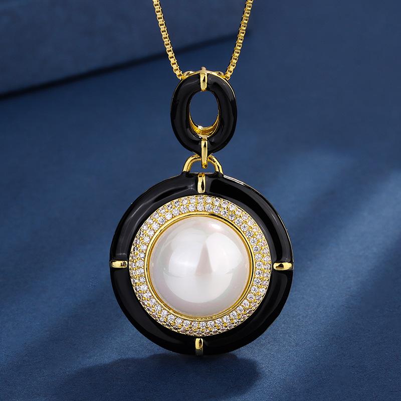 Jewelry Inlaid White Bead Inlaid Diamond Round Temperament Set 14Mm