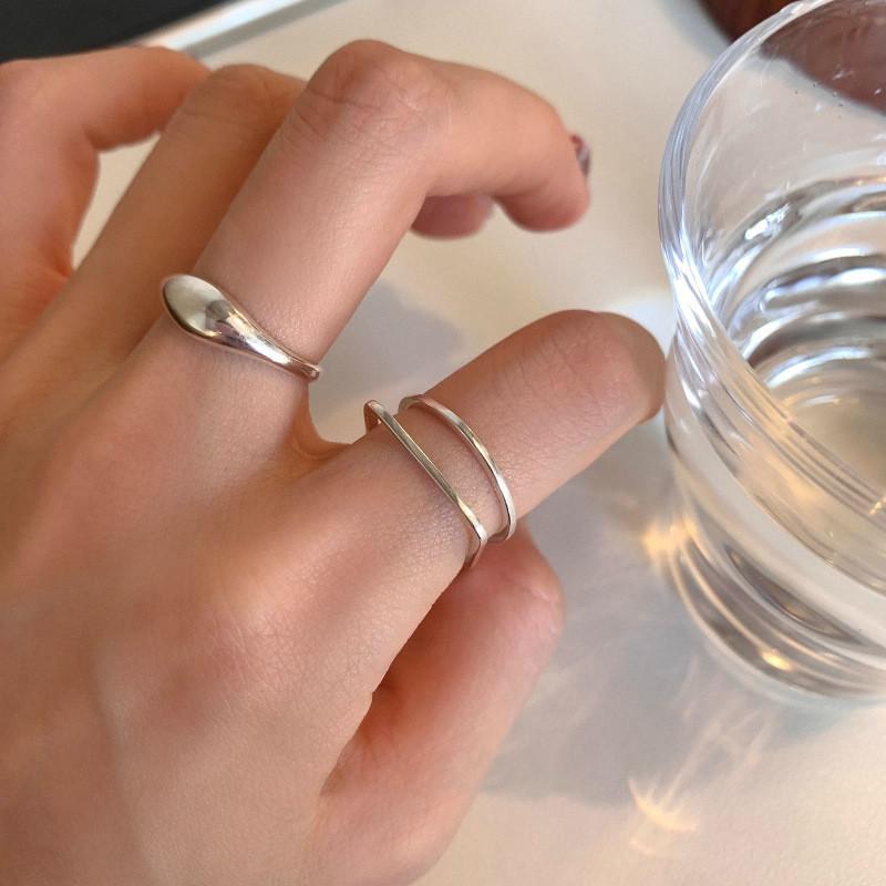 Elegant Design Geometric Double Layer Womens Ring With Adjustable Fit Comfort For