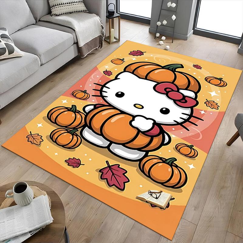 1 Stück Hello Kitty Kürbis Teppich Büro Teppich Außenmatte Heimdekoration Bereichsteppich Festival Geschenk Schreibtischstuhl Teppich