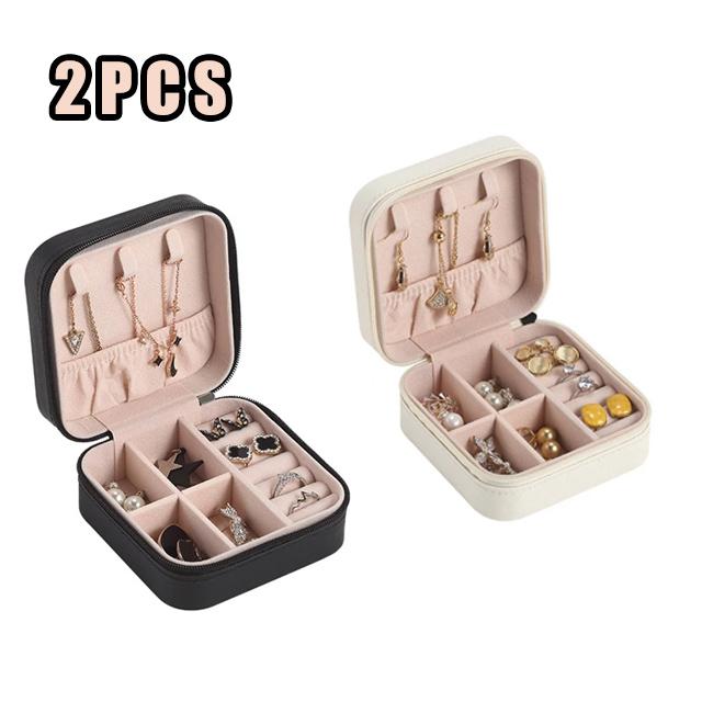 Portable Mini Jewelry Storage Box Travel Organizer Jewelry Case Leather Storage Earrings Necklace Ring Jewelry Organizer Display