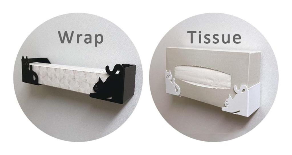 Decore Corporation Cat Deco Kitchen Wrap & Tissue Holder, Black, Size Approx. W5.8 D13 H6.5 SL-38457