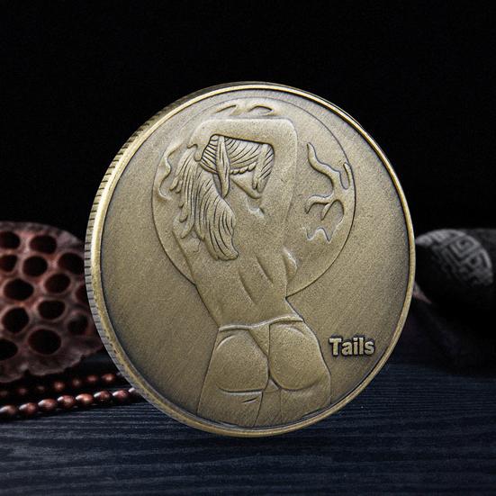 Moneda Desafío para Parejas Mujer Sexy Moneda de Doble Cara Coleccionable Ficha de Amor Moneda Desafío para Adultos Moneda Chica Afortunada para Hombres Mujeres Noche de Cita