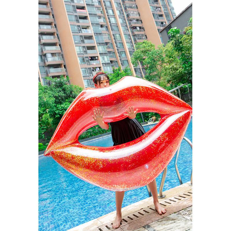 Adult Sequin Inflatable Red Lip Floating Pool Party Water Toy Props Photography