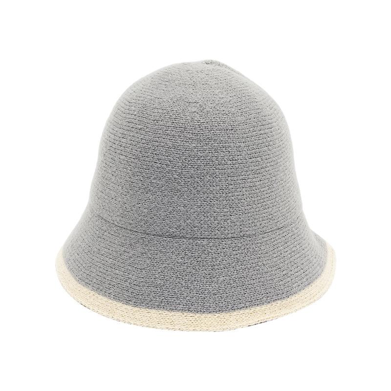 2025 new contrasting chenille bucket hat autumn and winter color matching knitted basin hat men and women lamb plush bucket hat