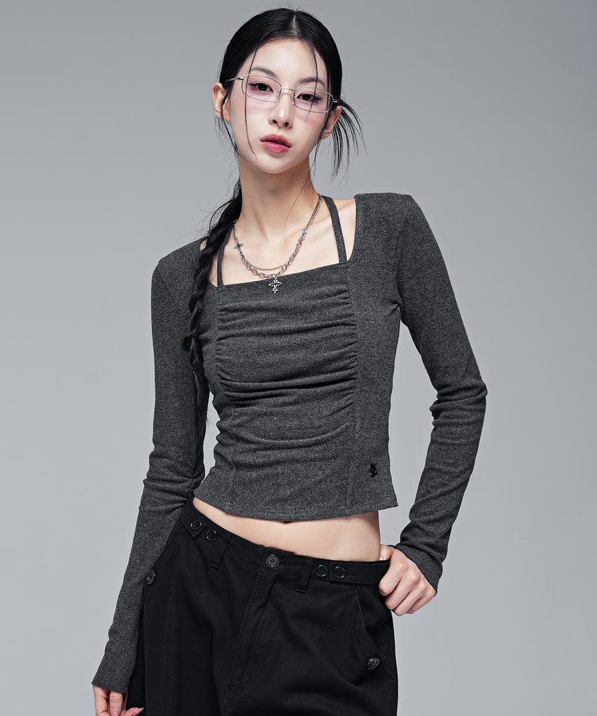 AVANDRESS Weds Shirring Halter Tee_4Col