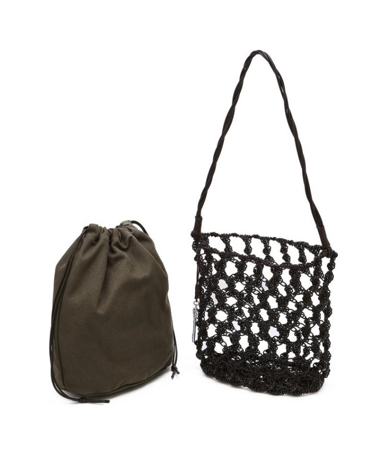 Athe Vanessabruno Khaki Weaving Net Shoulder Bag M Aaba6E861K2
