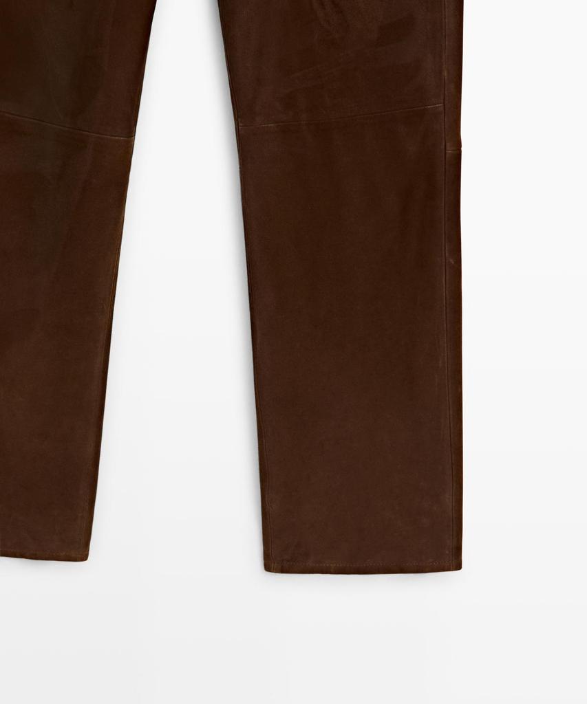 Masimodutti Cropped Suede Leather Pants With Drawstring Detail
