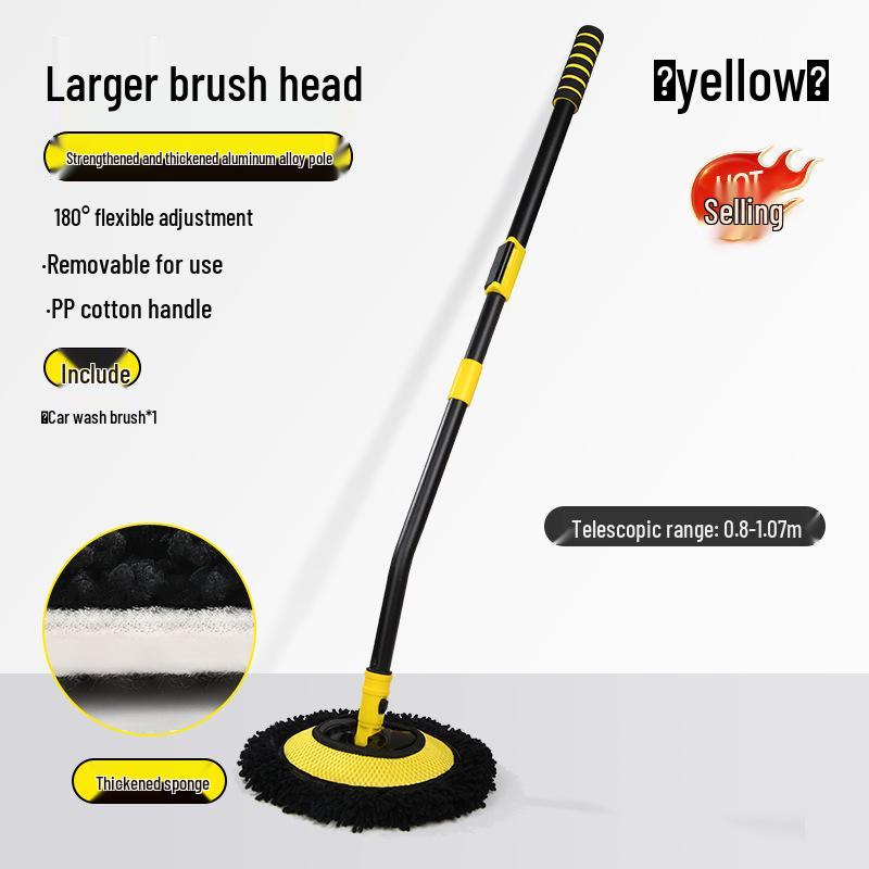 Telescopic Car Wash Brush with Soft Bristles - Rotating Handle Car Cleaning Tool
