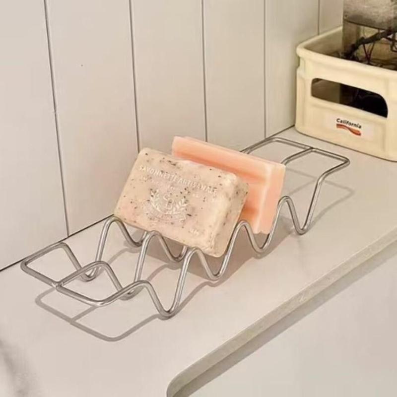 Stainless Steel Soap Holder Minimalist Bathroom Soap Dish Kitchen Sponge Steel Wire Ball Storage Soap Holder 1Pc A