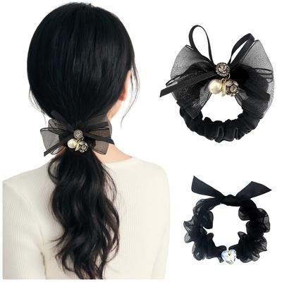 Conjunto de Elásticos de Cabelo FASELE com Corda de Cabelo para Acessórios de Cabelo Estilosos para Entrada e um Ótimo Conjunto de 3 Peças de Scrunchie, Strass, Pérolas, Laços.