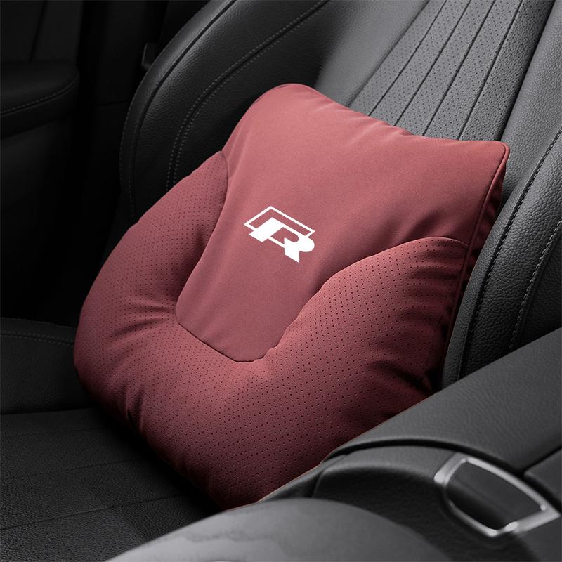 Car Seat Soft Headrest Suede Neck Pillow Waist Cushioning For VW GTI Polo Golf Passat MK678 Tiguan Arteon CC Taigo T-ROC Hub Cap