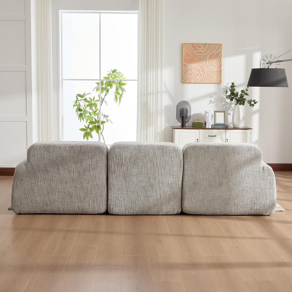 Modular Compression Sofa, Chenille Fabric, Filled with 30D High-Resilience Foam. Easy To Move, Non-Slip Base, Ideal for Living Room - Gray