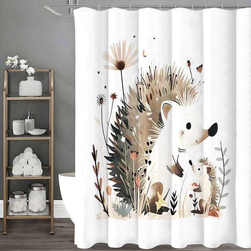

Милая маленькая ежиха, цветочная шторка для душа, декоративная шторка для ванной, водонепроницаемая шторка для душа с крючками 90*180cm