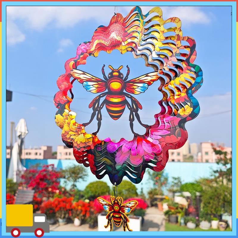 Flowering Bee Wind Chimes Wind Spinner Outdoor Hanging Wind Spinners For Outdoor Indoor Decoration
