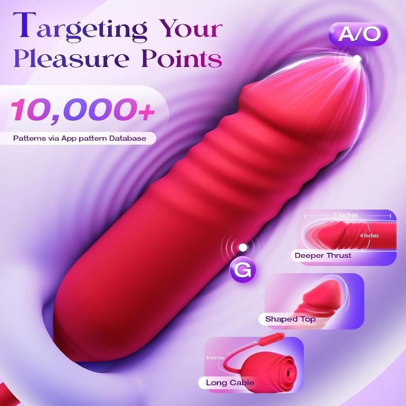 Female vibrator Dildo sex toy with thrust G-spot vibrator and 10 clitoral nipple stimulation sucking modes anal dilator adult sex toy couple