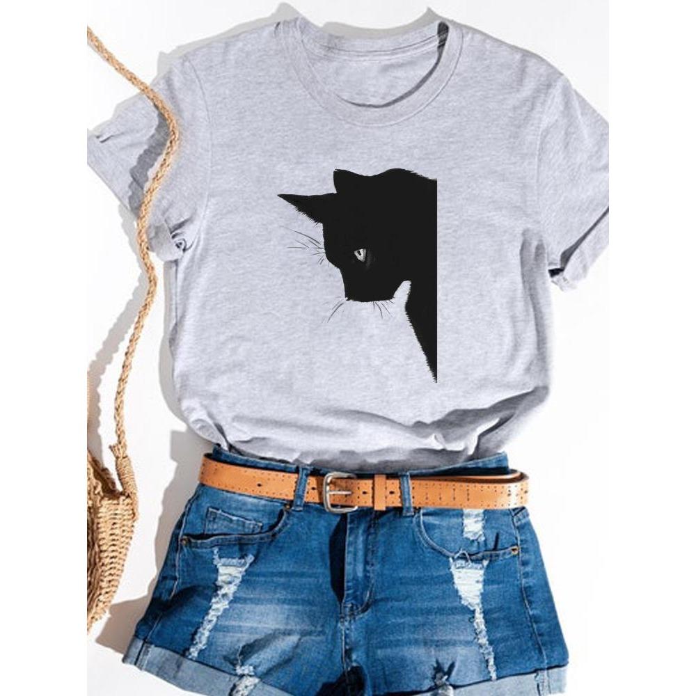 Print Print T-shirt Basic Summer  Women's Fashion Crew-neck Trend Ins All-match
