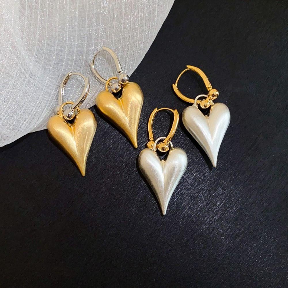 Love Pendant Metal Filigree Earrings Textured Hearts Earringdrop Sweet Heart Hoop Earrings  Daily