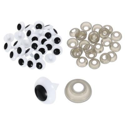 Uxcell 150pcs 20mm Round Plastic Crochet Safety Eyes with Washers for DIY Stuffed and Bear White Crafts, Animals, Making,